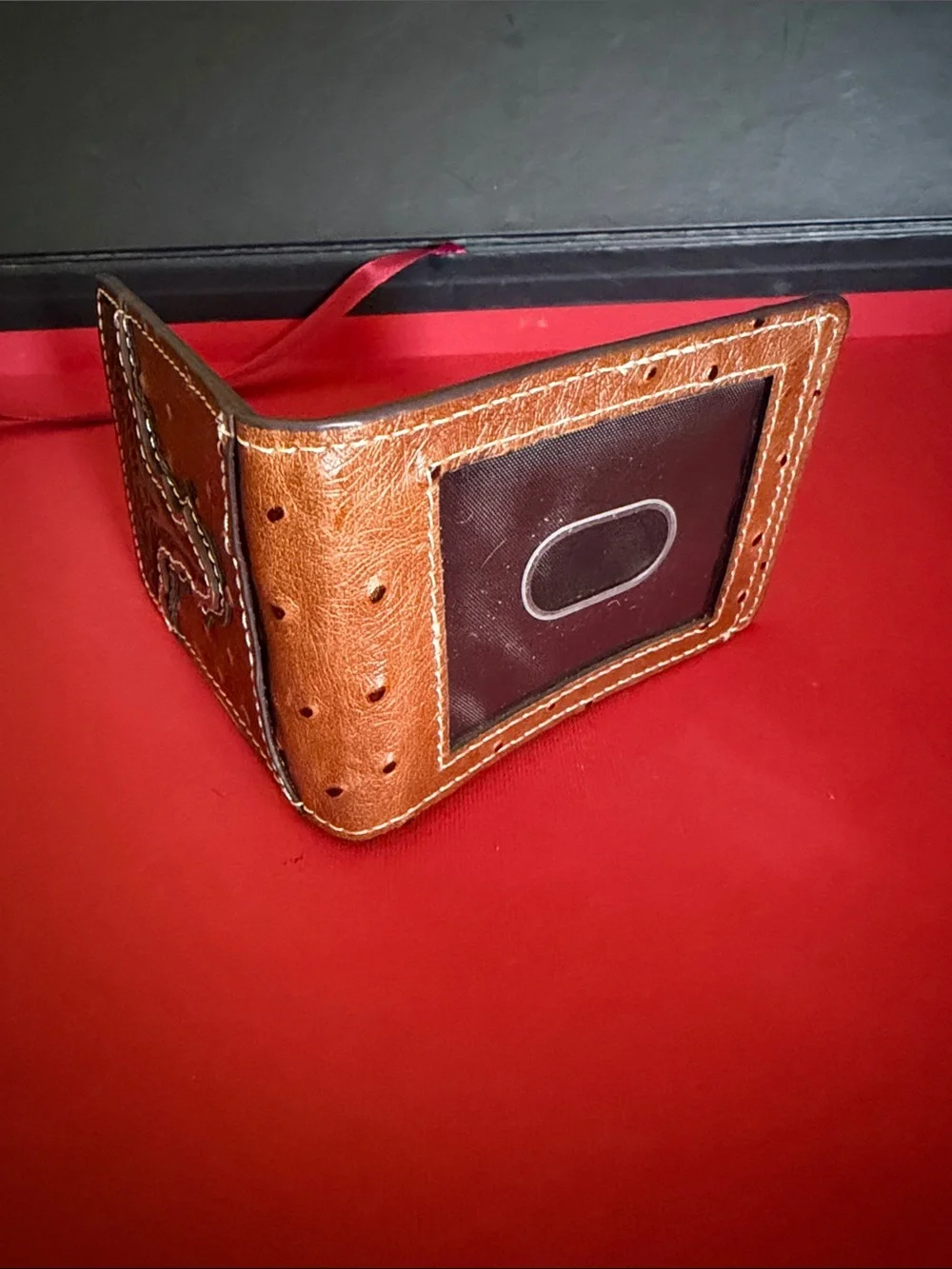 NWOT Ariat Tan Brown Tooled Leather Money Clip Wallet